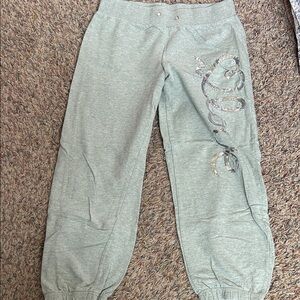 Wet Seal Light Gray Joggers with Silver Design